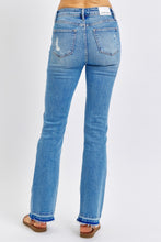 Load image into Gallery viewer, Judy Blue Mid Rise Destroyed Hem Distressed Blue Denim Jeans