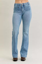 Load image into Gallery viewer, Judy Blue Mid Rise Bootcut Jeans with Contrast Wash Front Patch Pockets