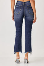 Load image into Gallery viewer, Risen Frayed Hem Cropped Blue Denim Straight Leg Jeans