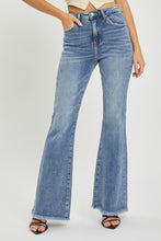 Load image into Gallery viewer, RISEN High Waist Raw Hem Flared Leg Blue Denim Jeans