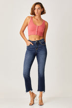Load image into Gallery viewer, Risen Frayed Hem Cropped Blue Denim Straight Leg Jeans
