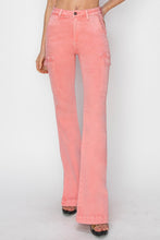 Load image into Gallery viewer, RISEN Pink Side Slit Cargo Bootcut Jeans