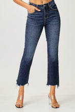 Load image into Gallery viewer, Risen Frayed Hem Cropped Blue Denim Straight Leg Jeans