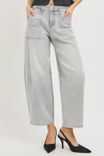 Load image into Gallery viewer, RISEN Slouchy Cropped Barrel Gray Denim Jeans