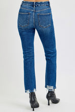 Load image into Gallery viewer, RISEN High Rise Distressed Crop Straight Leg Blue Denim Jeans