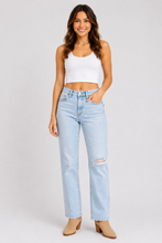 Load image into Gallery viewer, Judy Blue High Waisted Distressed Straight Leg Blue Denim Jeans