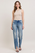 Load image into Gallery viewer, Judy Blue High Waist Vintage Wash Front Seam Slit Straight Leg Denim Jeans