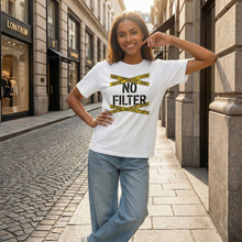 Load image into Gallery viewer, Bold Edgy Unapologetic Caution No Filter T-Shirt