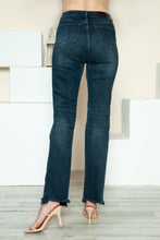 Load image into Gallery viewer, Judy Blue Button Fly Hem Destroy Blue Denim Straight Leg Jeans