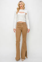 Load image into Gallery viewer, RISEN Brown Side Slit Flared Leg Denim Jeans