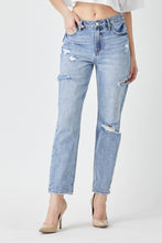 Load image into Gallery viewer, RISEN Distressed Slim Cropped Blue Denim Jeans