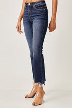 Load image into Gallery viewer, Risen Frayed Hem Cropped Blue Denim Straight Leg Jeans