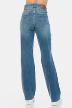Load image into Gallery viewer, Judy Blue Tummy Control Cut Raw Hem Blue Denim Straight Leg Jeans
