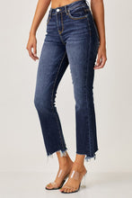 Load image into Gallery viewer, Risen Frayed Hem Cropped Blue Denim Straight Leg Jeans