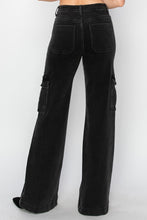 Load image into Gallery viewer, Risen Black Denim Wide Leg Cargo Jeans