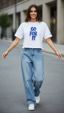 Load image into Gallery viewer, Champion GO FOR IT Cropped Cotton T-Shirt
