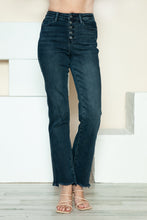 Load image into Gallery viewer, Judy Blue Button Fly Hem Destroy Blue Denim Straight Leg Jeans
