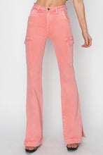 Load image into Gallery viewer, RISEN Pink Side Slit Cargo Bootcut Jeans
