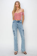 Загрузить изображение в средство просмотра галереи, RISEN Blue Denim Cargo Flared Leg Jeans
