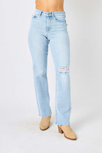 Load image into Gallery viewer, Judy Blue High Waisted Distressed Straight Leg Blue Denim Jeans
