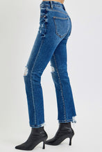 Load image into Gallery viewer, RISEN High Rise Distressed Crop Straight Leg Blue Denim Jeans
