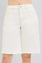 Load image into Gallery viewer, RISEN Slouchy Relaxed Floral Embroidered Bermuda Denim Shorts
