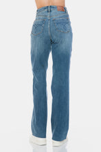 Load image into Gallery viewer, Judy Blue Tummy Control Cut Raw Hem Blue Denim Straight Leg Jeans
