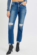 Load image into Gallery viewer, RISEN High Rise Distressed Crop Straight Leg Blue Denim Jeans

