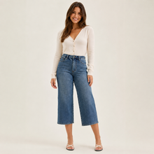 Load image into Gallery viewer, Judy Blue High Waist "Dottie" Wide Crop Md Quarry Fade Jeans
