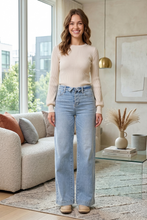 Load image into Gallery viewer, Judy Blue Mid Rise Retro Wide Leg Jeans with Fold-over Waistband
