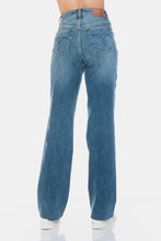 Load image into Gallery viewer, Judy Blue Tummy Control Cut Raw Hem Blue Denim Straight Leg Jeans
