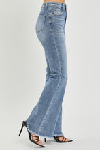 Load image into Gallery viewer, RISEN High Waist Raw Hem Flared Leg Blue Denim Jeans
