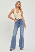 Load image into Gallery viewer, RISEN High Waist Raw Hem Flared Leg Blue Denim Jeans
