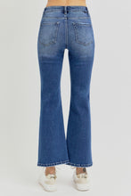 Load image into Gallery viewer, RISEN High Rise Distressed Crop Flared Leg Blue Denim Jeans
