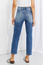 Загрузить изображение в средство просмотра галереи, RISEN Emily High Rise Destroyed Straight Leg Relaxed Fit Cropped Blue Denim Jeans
