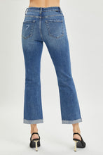 Cargar imagen en el visor de la galería, RISEN Button Fly Flared Leg Blue Denim Cropped Jeans
