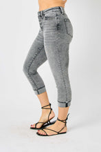 Load image into Gallery viewer, Judy Blue Sasha High Waist Cuffed Button Fly Gray Denim Capri Jeans
